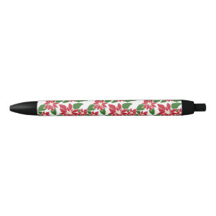 Poinsettia Black Ink Pen