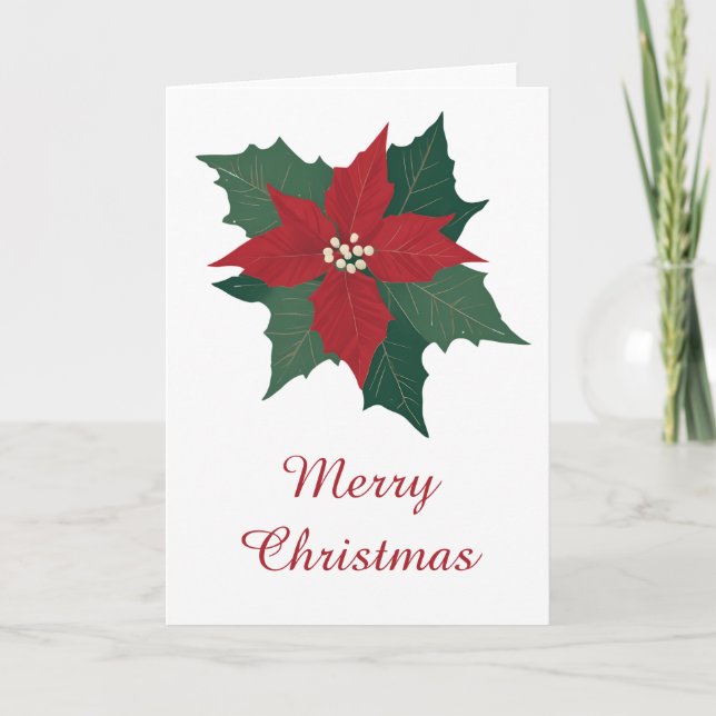 Poinsettia Blank Christmas Card (Front)