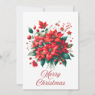 Poinsettia Bouquet Merry Christmas Card