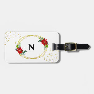 Poinsettia Bouquet Monogram  Luggage Tag