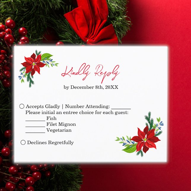 Poinsettia Bouquet, RSVP  Invitation Postcard (Creator Uploaded)