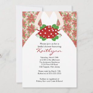 Poinsettia Bride Winter tBridal Shower Invitation