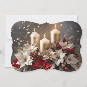 Poinsettia Centerpiece Add Signature & Greeting Holiday Card