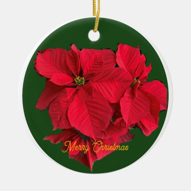 Poinsettia ceramic ornament (Front)