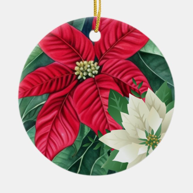 Poinsettia Ceramic Tree Decoration (Front)