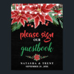 Poinsettia Chalkboard Christmas Guestbook Wedding<br><div class="desc">Poinsettia Chalkboard Christmas Guestbook Wedding</div>