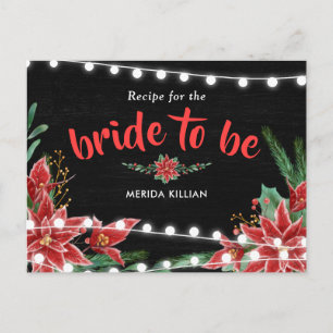 Poinsettia Chalkboard Christmas Recipe For Bride Postcard