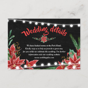 Poinsettia Chalkboard Christmas Wedding Details Invitation