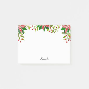 Poinsettia Christmas Add Recipients Name Gift Post-it Notes
