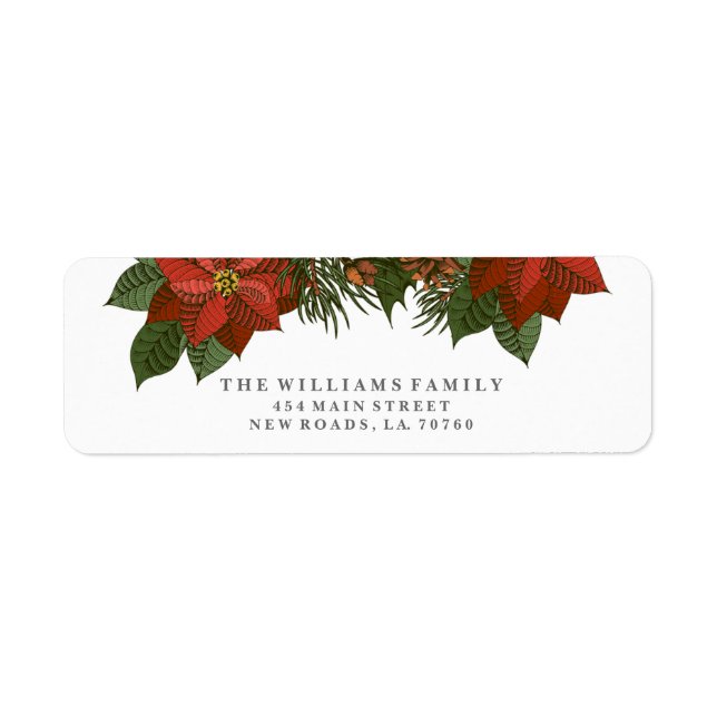 Poinsettia Christmas Address Labels (Front)