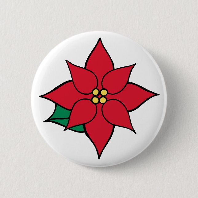 Poinsettia Christmas Button (Front)