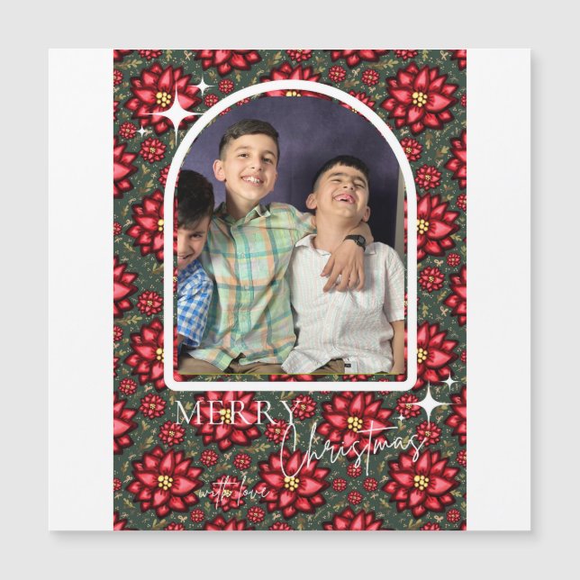 Poinsettia Christmas Card – Personalized (Front)