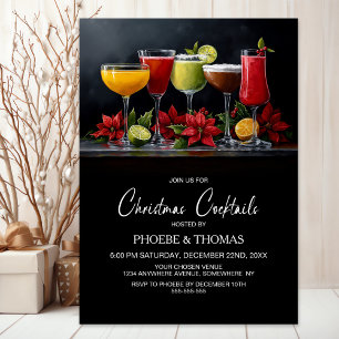 Poinsettia Christmas Cocktail Party Invitation