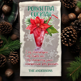 Poinsettia Christmas Cocktail Recipe Tea Towel