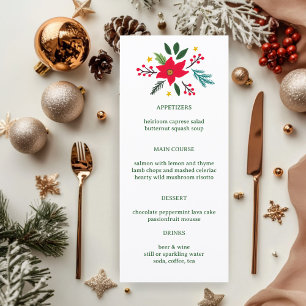 Poinsettia Christmas CUSTOM Holiday Dinner Party Menu
