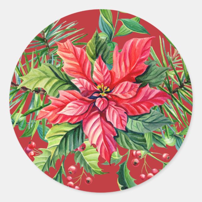 Poinsettia Christmas Envelope Seal (Front)