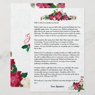 Poinsettia Christmas Family Newsletter Your Text Stationery