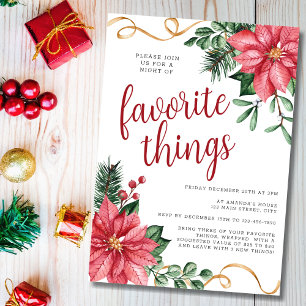 Poinsettia Christmas Favourite Things Party Invitation