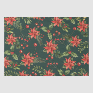 Poinsettia Christmas Floral Botanical Tissue Paper