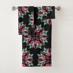 Poinsettia Christmas Floral Elegant Pattern Bath Towel Set