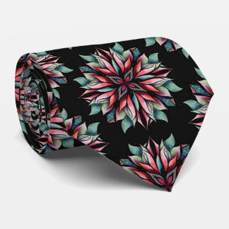 Poinsettia Christmas Floral Elegant Pattern Tie