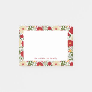 Poinsettia Christmas Floral Personalised Post Its Post-it Notes