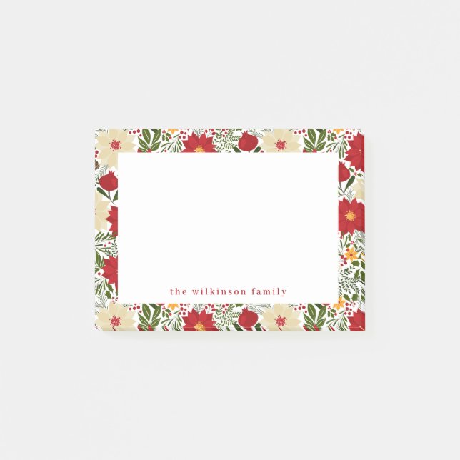 Poinsettia Christmas Floral Personalised Post Its Post-it Notes (Front)