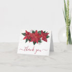Poinsettia Christmas Floral Thank You Card
