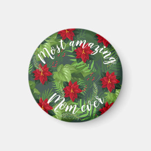 Poinsettia christmas flower customisable magnet