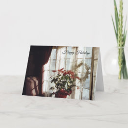 Poinsettia Christmas Flower in Living Room Holiday Card