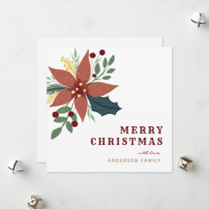 Poinsettia Christmas Foliage Family Greeting Holiday Card