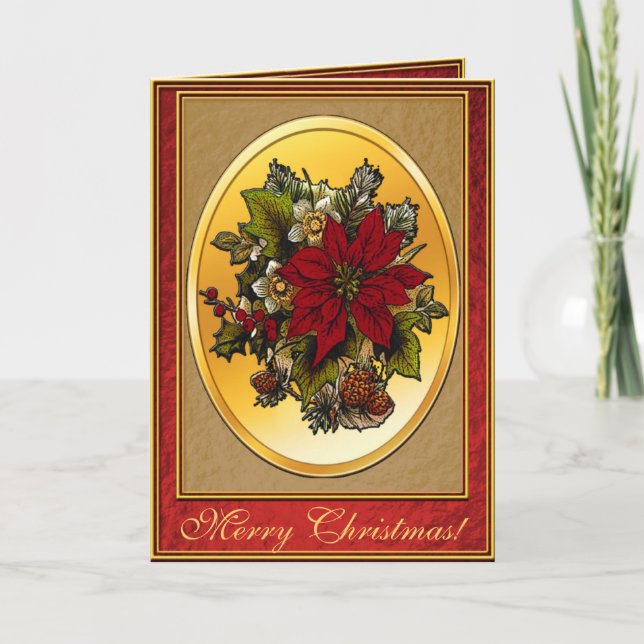 Poinsettia Christmas Greeting Card (Front)