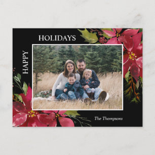 Poinsettia Christmas Happy Holidays PHOTO Postcard