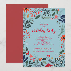 Poinsettia Christmas Holiday Invitations