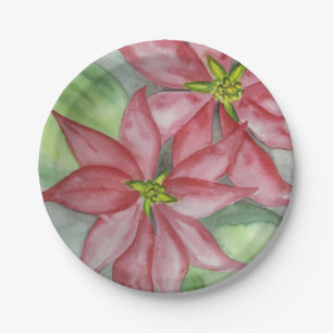 Poinsettia Christmas Holiday Party  Paper Plate