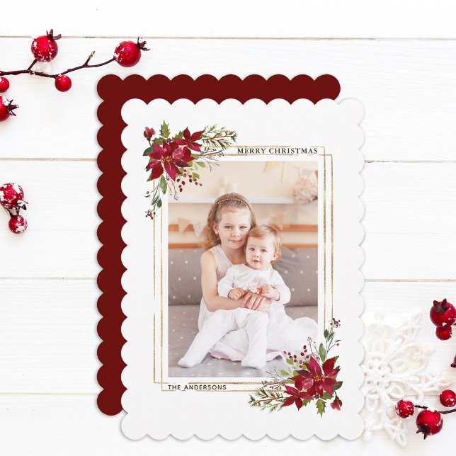 Poinsettia Christmas Holiday Photo Card (Creator Uploaded)
