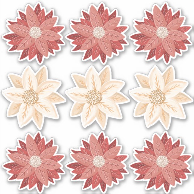 Poinsettia Christmas Holiday Vinyl Stickers (Front)