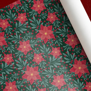 Poinsettia Christmas Holiday Wrapping Paper