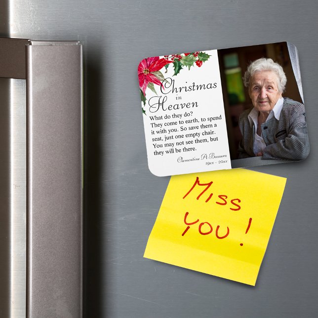 Poinsettia Christmas In Heaven Memorial Photo Magnet (Poinsettia Christmas In Heaven Memorial Photo Magnet)