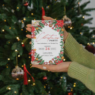 Poinsettia Christmas   Invitation