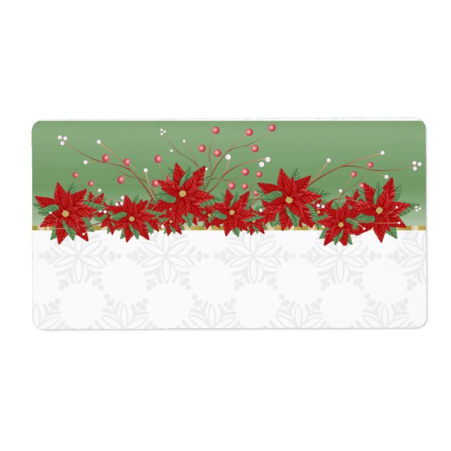 Poinsettia Christmas Kitchen Labels (Front)