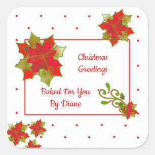Poinsettia Christmas Labels