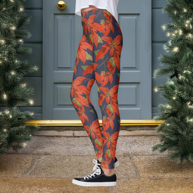 Poinsettia Christmas Leggings (Creator Uploaded)
