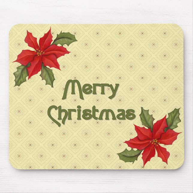 Poinsettia Christmas Mouse Mat (Front)