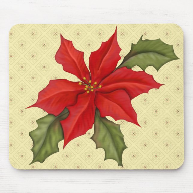 Poinsettia Christmas Mouse Mat (Front)