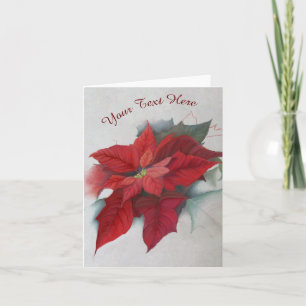 Poinsettia Christmas Oil Painting Holiday Card
