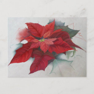 Poinsettia Christmas Oil Painting Holiday Postcard