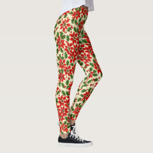 Poinsettia Christmas Party High Quality Leggings