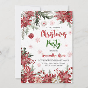 Poinsettia Christmas Party Invitation