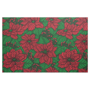 Poinsettia, Christmas pattern Fabric
